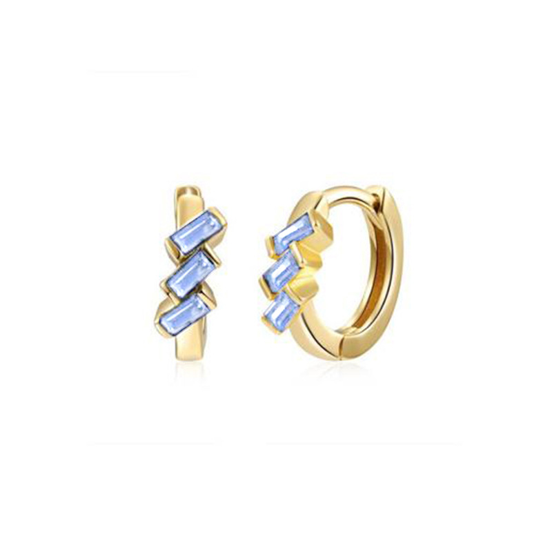 Cross-border European And American Fashion Geometric Multicolor Rectangular Zircon Copper Ear Clip display picture 7