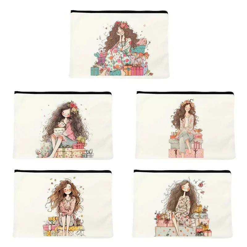 Bolsa de cosméticos populares de las mujeres de Amazon bolsa de cosméticos impreso bolsa de almacenamiento de lino impermeable bolsa de cremallera