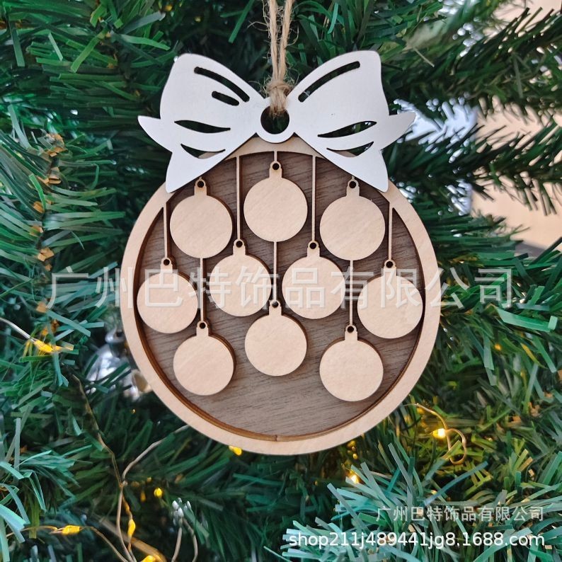 クリスマスの新型の木製のペンダントは創意的なdiyカラーの二層が一つずつ現物の卸売りをすることができます。|undefined
