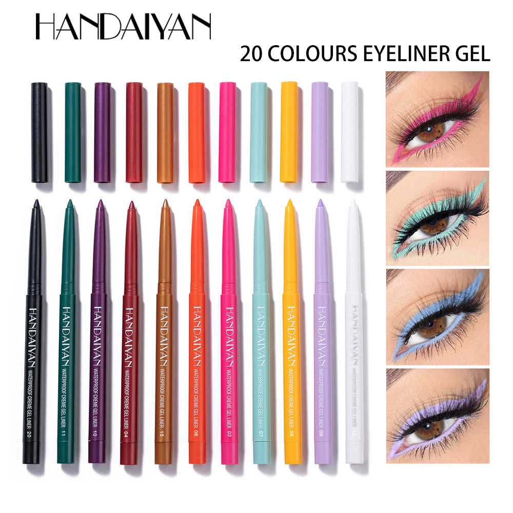 Cross-Border 20-Color Eyeliner Gel Pen Handaiyan Starry Sky Eyeliner Pen Waterproof Non-Smudge Colorful Eyeliner Gel Pen