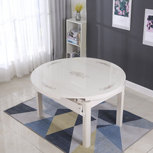 餐桌椅组合可伸缩折叠实木椭圆形方圆家用简约轻奢多功能玻璃面餐