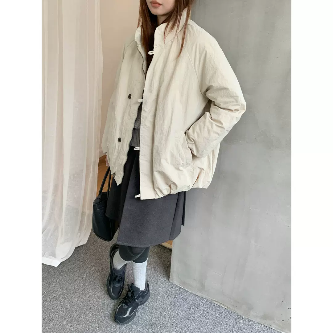 GAGD 复古文艺立领花苞90白鸭绒羽绒服女冬宽松廓形羽绒外套