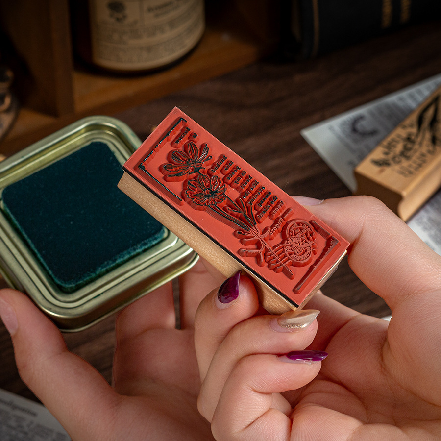 Exquisita Flor de madera y hierba chica sello creativo Planta Fresca diario DIY decoración sello 8 tipos selección