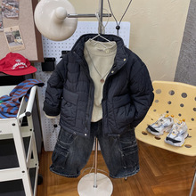 不对称绗棉立领棉衣外套2025冬季新款儿童工装棉服上衣轻薄保暖潮