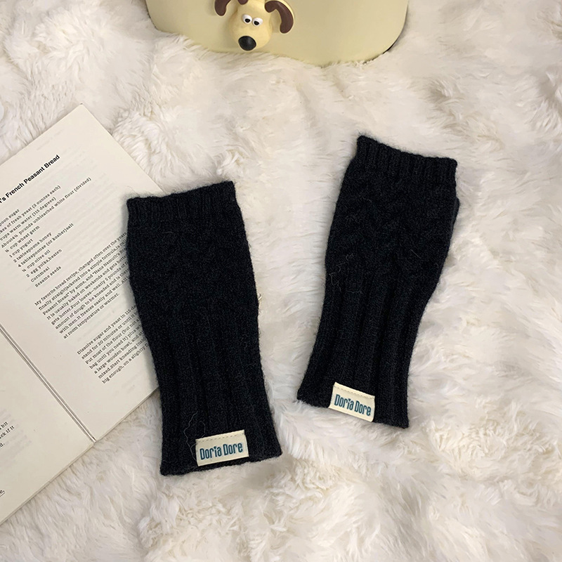 Guantes de medio dedo otoño y invierno nueva linda chica girando dedos de tela táctil tejido de lana mitad de muñeca caliente
