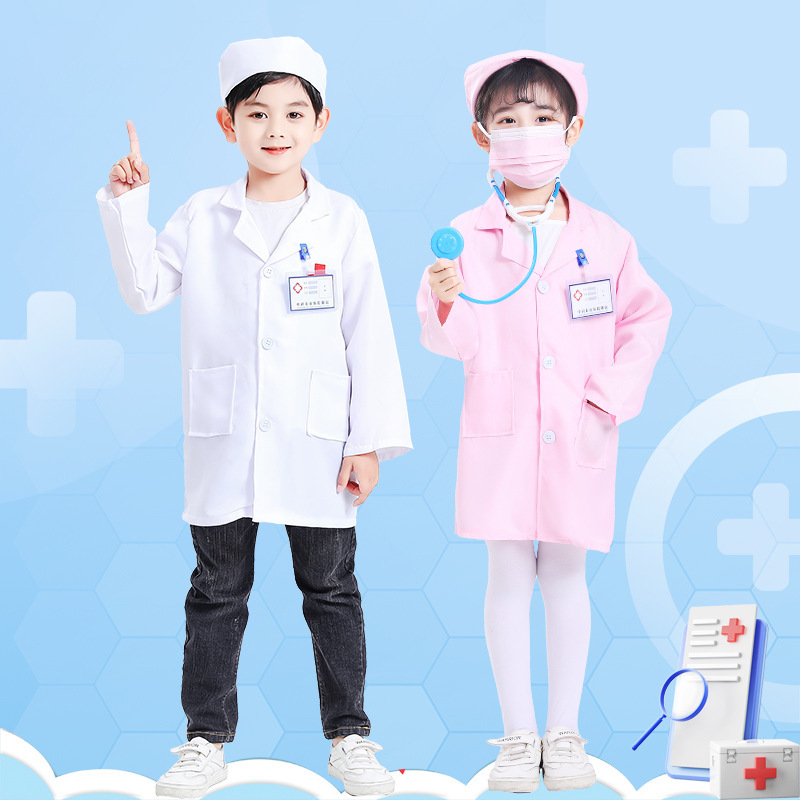 Dr. Infantil pequeño traje de enfermería en casa rendimiento experimental científico rendimiento de roles chaqueta blanca ropa médica juguetes