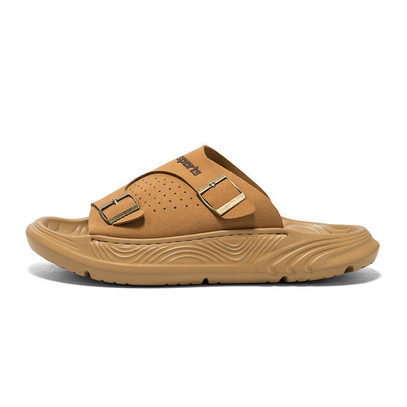 Men's Slippers for Outdoor Wear, Men's Wear-Resistant Slippers, New Spring Style, Non-Slip Buckle, Versatile Thick-Soled Slip-On Mule Shoes