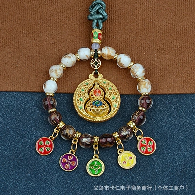 Car hanging – Pendant 2025 New Rotating Gourd - peaceful-road-guard-gold-foil-glazed-car-hanger