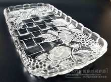批发批发磨砂透明水晶玻璃果盘长方形水果盘拖盘茶盘壶水杯托盘平