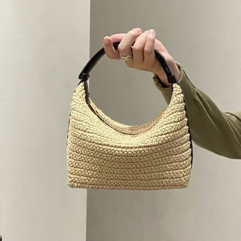 25 New B Family Straw Lunch Box Bag Underarm Bag Design French Simple All-match Handbag for Women