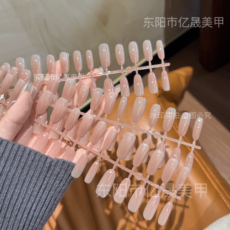 Nude Gradient Peach Color Pure Handmade Nail Polish Gel Spray-On Pre-Made Nail Tips, Exquisite Ultra-Thin Ins-Style, Brightening Effect Nude Gradient Peach Color Pure Handmade Nail Polish Gel Spray-On Pre-Made Nail Tips, Exquisite Ultra-Thin Ins-Style, Brightening Effect
