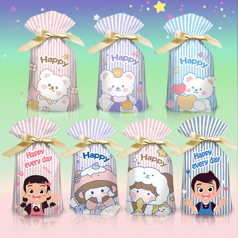 跨境专供儿童节圣诞款包装袋丝带抽绳袋糖果曲奇伴手礼雪花酥包装