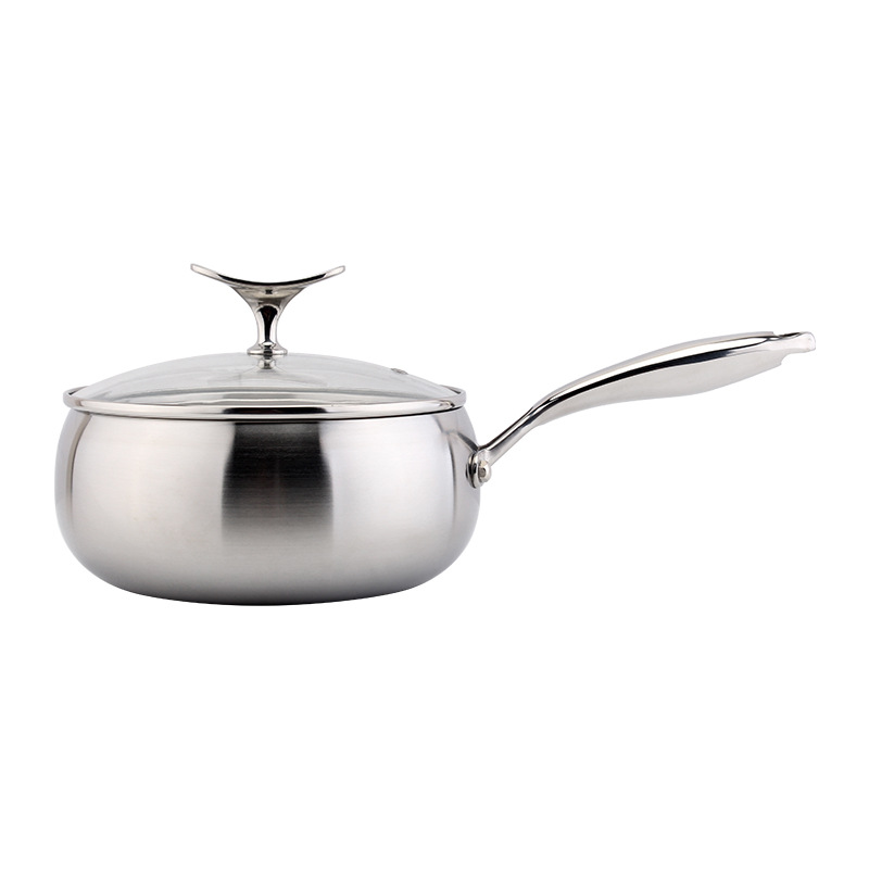 COOKONE18 / 10 acero inoxidable grueso pescado volador de un solo mango olla de leche 304 harina de fideos hervida olla de leche caliente olla de alimentos suplementarios