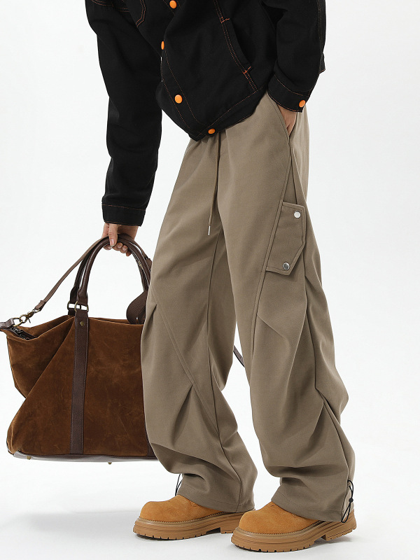 Spring and Autumn Straight-Leg Casual Pants Men's Workwear Handsome Retro Trendy Brand Student Easiest for Match Korean Style Trendy American Loose Pants