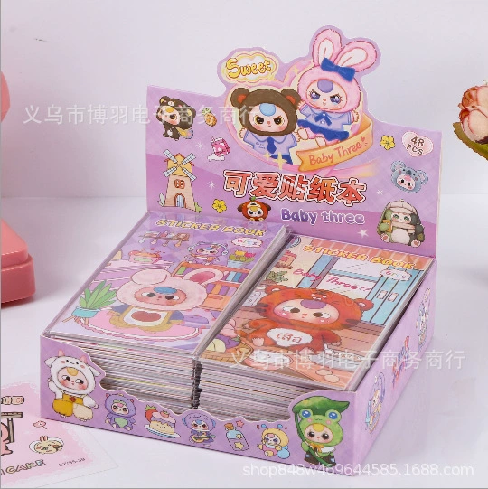 Книжка-стикер Cute Cartoon, высокое качество, 48 шт., разные персонажи