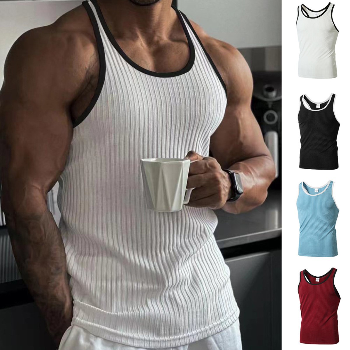 Muscle Fitness Brothers New Summer Vest Men's Tops Outdoor Running Casual Sports Sleeveless Quick-Drying