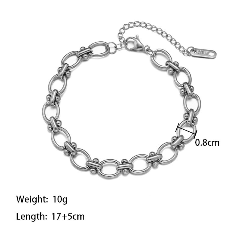 304 Stainless Steel Material Solid Color Pattern Women's Gender Wholesale Jewelry Hip-Hop Retro Solid Color Titanium Steel Plating Jewelry Set