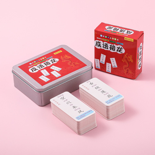 Idiom Solitaire Game Poker Cards Primary School Students Chinese Characters Fun Board Game Cards Parent-Child Interactive Picture-Looking Game Cards