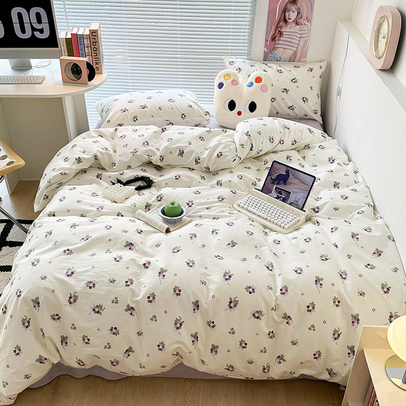 Sábana floral de algodón Juego de cuatro piezas Funda de edredón de algodón 100 Funda de almohada Juego de cama de tres piezas Se puede lavar a máquina 25 modelos domésticos
