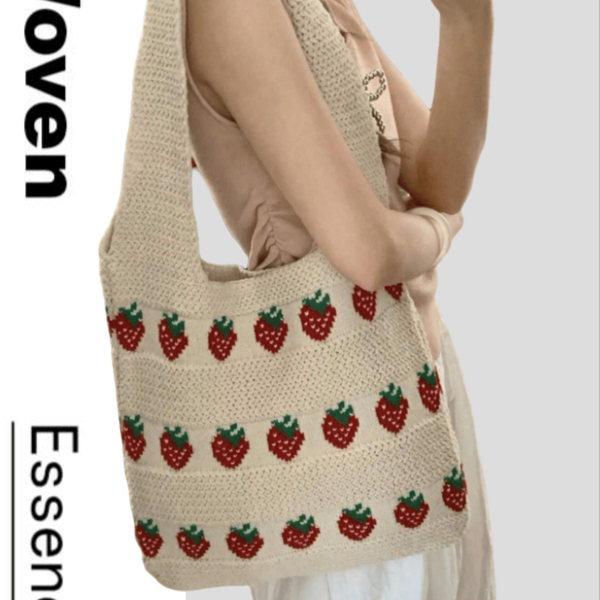 Dopamina trenzada lana de punto nuevo amor literatura y arte de hombro bolso de mano bolso de gran capacidad bolso de compras