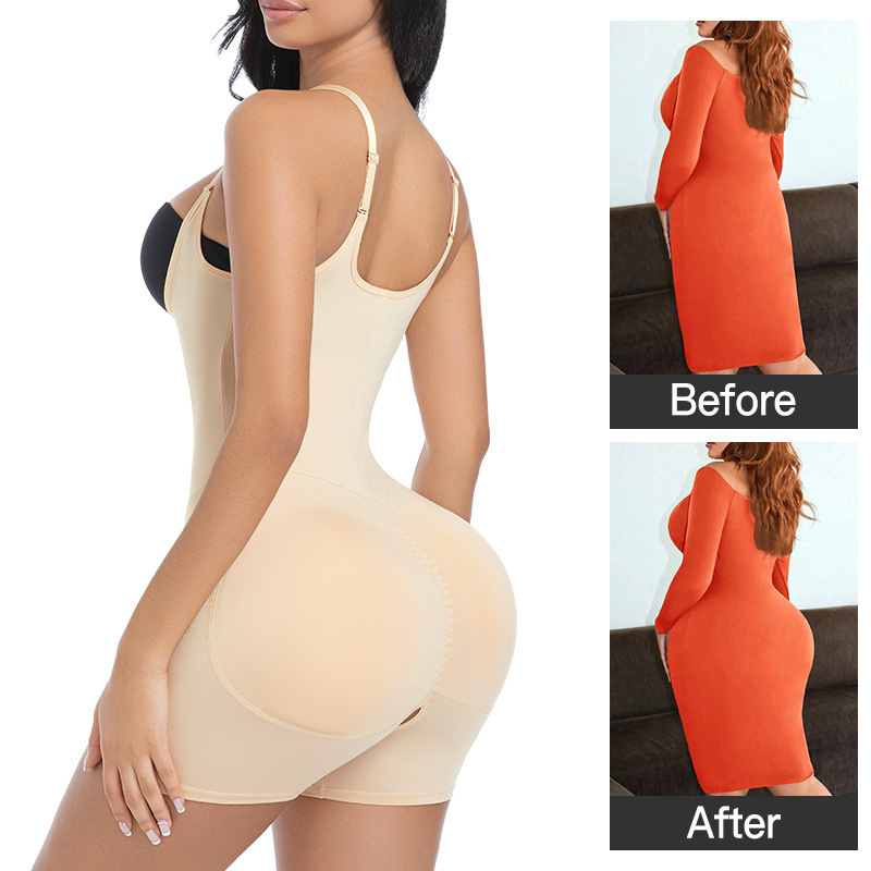 Butt-Enhancing Shapewear Bodysuit for Women, Tummy Control, Waist Shaping, Open-Crotch Corset, Cross-Border Fake Butt Lift, Hip-Lifting Boxer Briefs