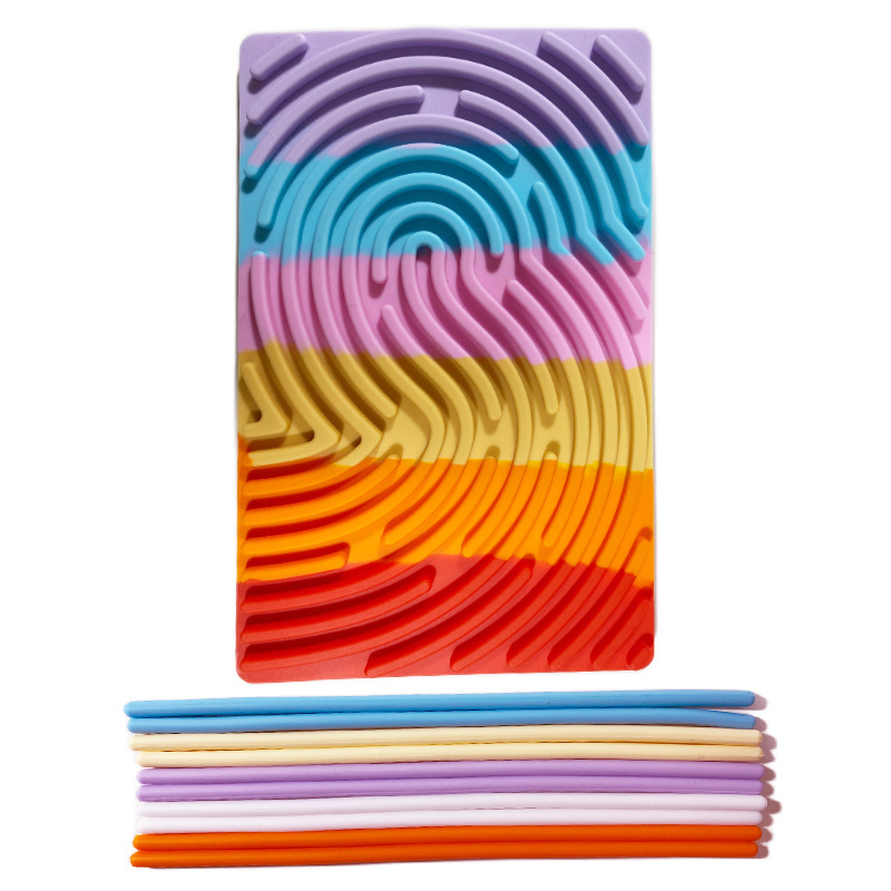 (실리콘판 색상 랜덤 배열) 직사각형 무지개색 양면 재생 가능 (실리콘판 1개 + 실리콘 스트립 10개 포함) 129g