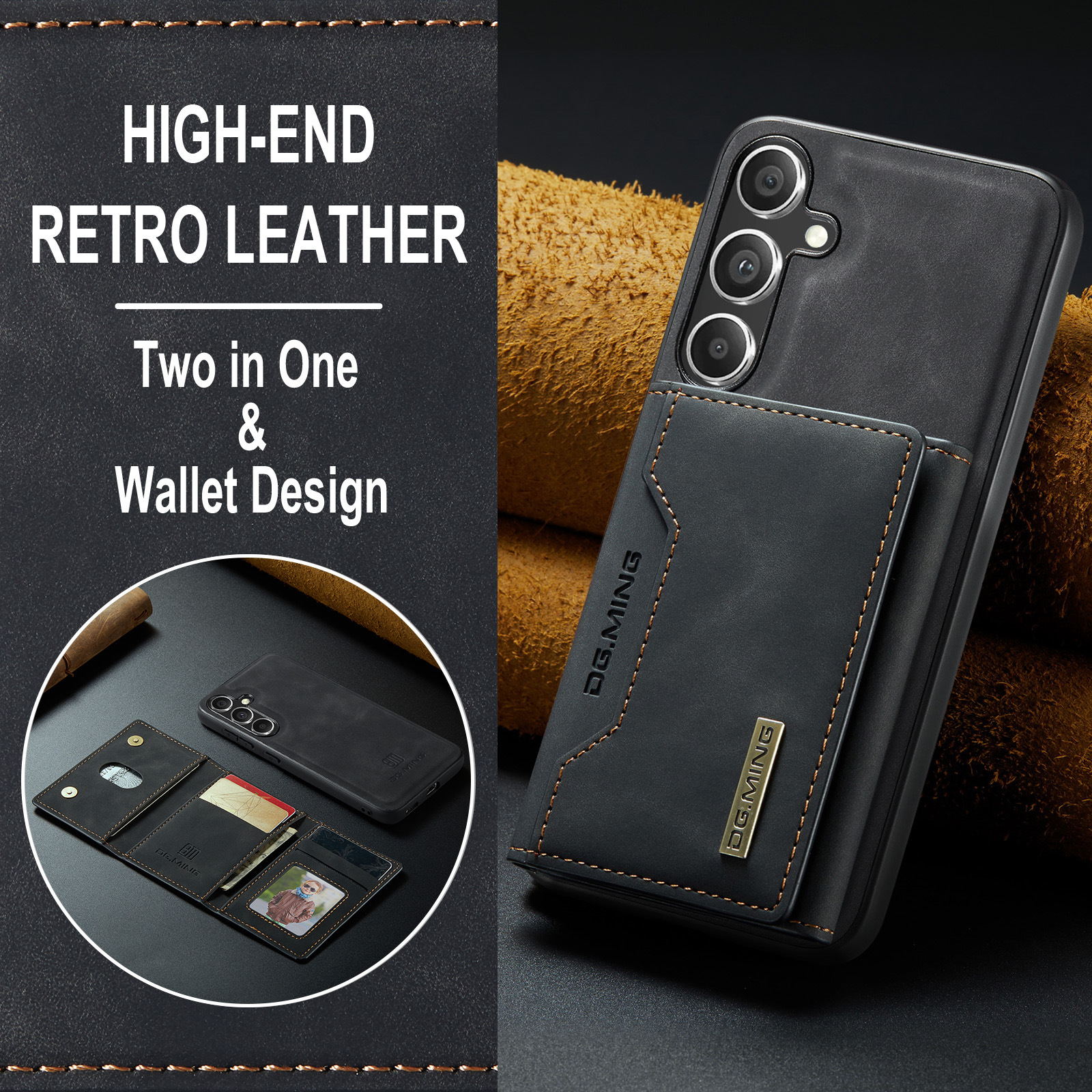 M2 per Samsung S24 custodia protettiva magnetica a tre ante S24 Plus custodia per telefono portafoglio diviso due in uno_voghion.com