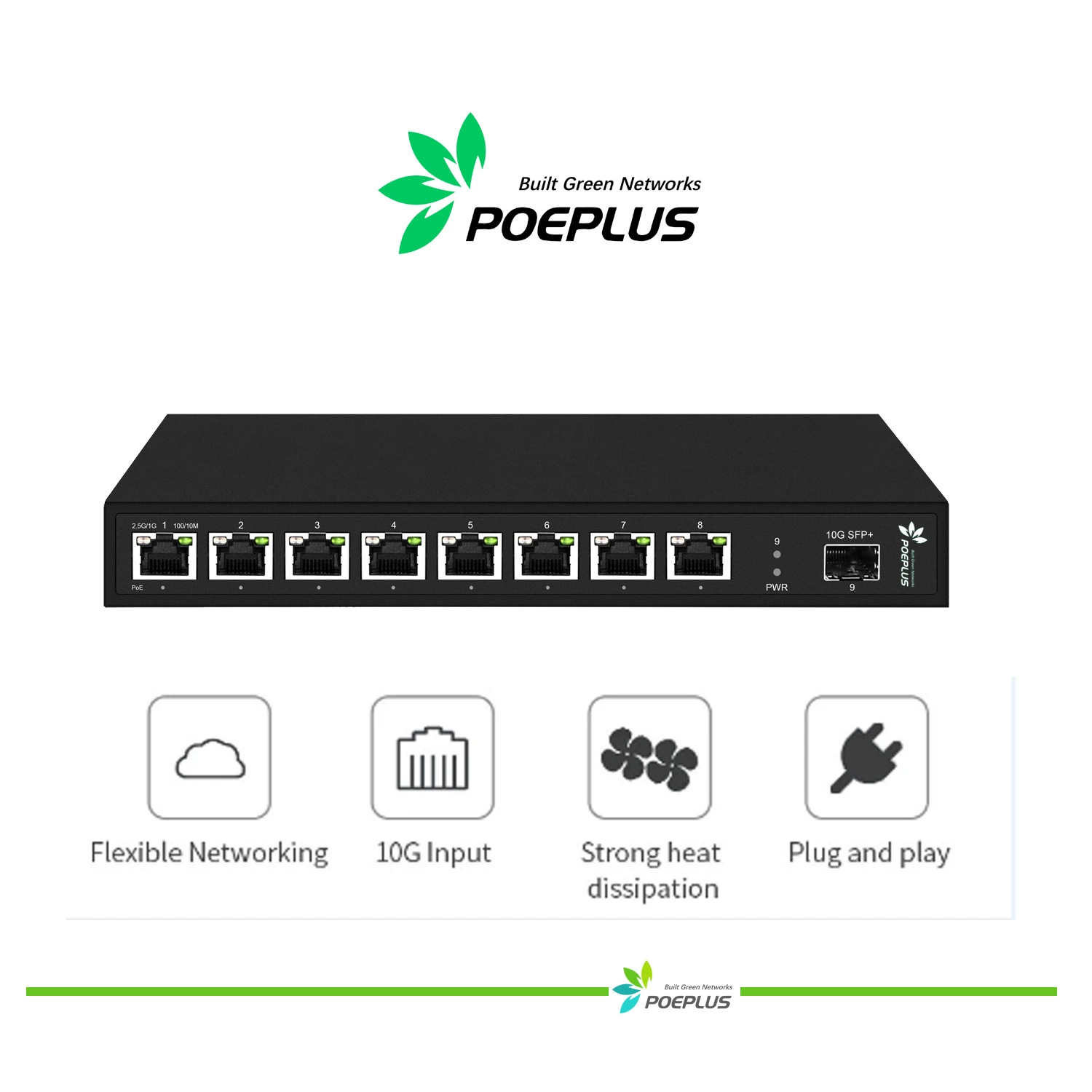 Высшая канавка 10 г, 8 портов, 2,5 г, Ethernet-коммутатор, 10G, верхняя линия, 8-портовый коммутатор 2,5G