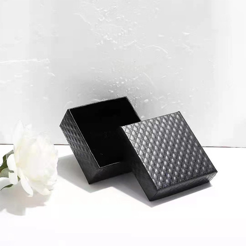 Jewelry Gift Box Earrings Necklace Bracelet Decorative Packaging Box Diamond Pattern Double Sponge Korean Style Bow Box Wholesale