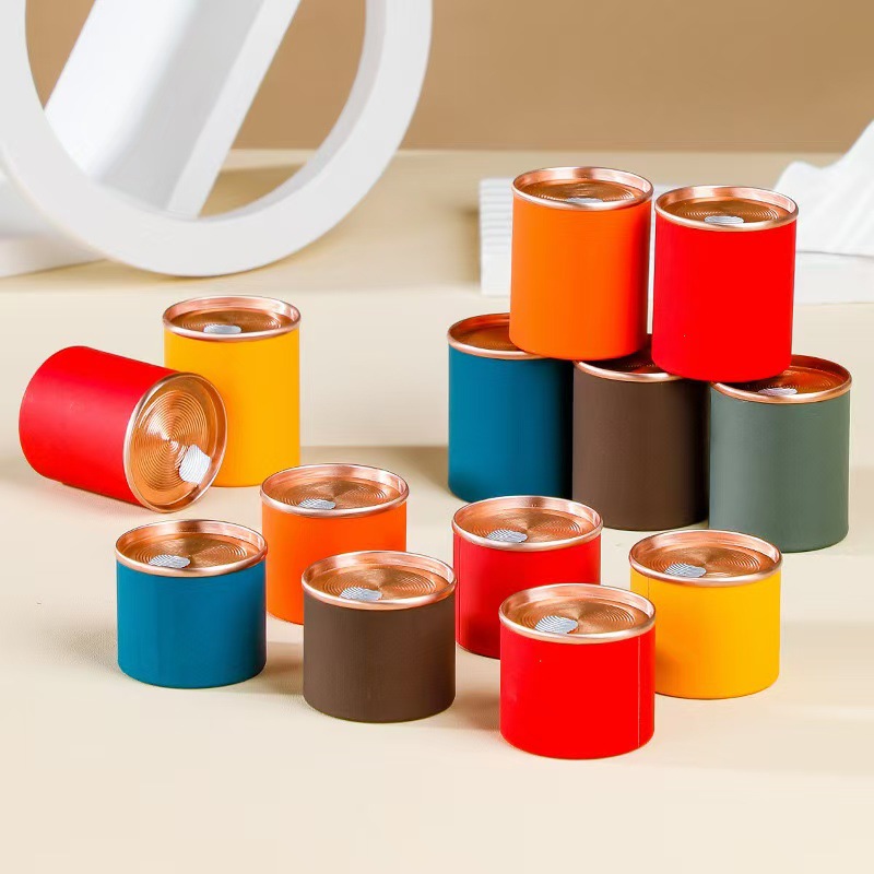 精品单独小罐茶叶包装空罐子单罐纸质易撕多种颜色高低搭纸罐批发