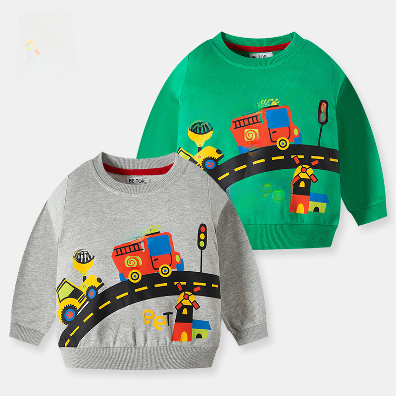Be Top children's clothing 2024 new autumn children's cartoon crew neck casual knit sweater drop shipping one piece