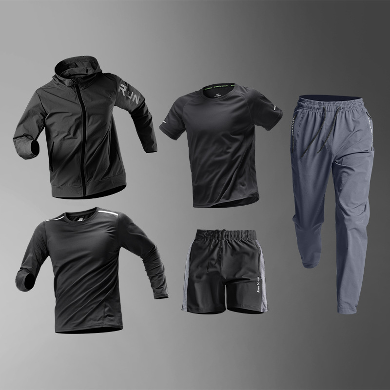 Trajes deportivos para hombres de invierno entrenamiento de invierno ropa de gimnasio chaqueta de secado rápido invierno invierno ropa de correr bicicleta baloncesto set de cinco piezas