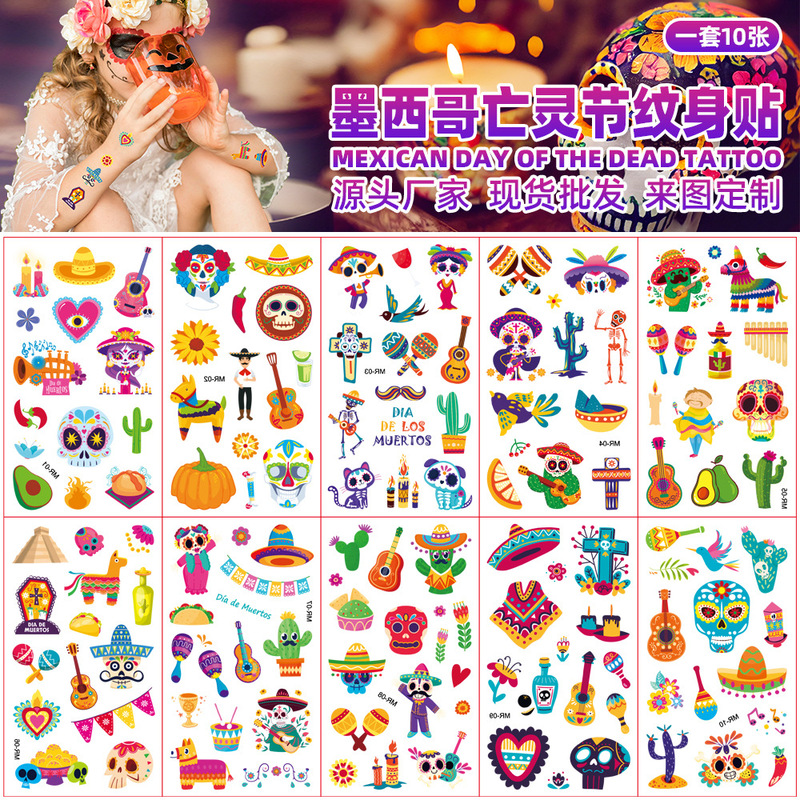 2023 New Children's Cartoon Death Day Tattoo Sticker Mexico Dead Day Party Event Waterproof Temporary Sticker 2023 New Children's Cartoon Death Day Tattoo Sticker Mexico Dead Day Party Event Waterproof Temporary Sticker