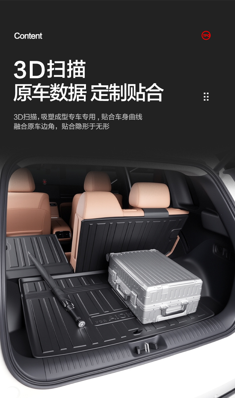 Suitable for Aion I60 Trunk Mat Interior Modification Car Accessories Decorative Waterproof Tpe Trunk Mat