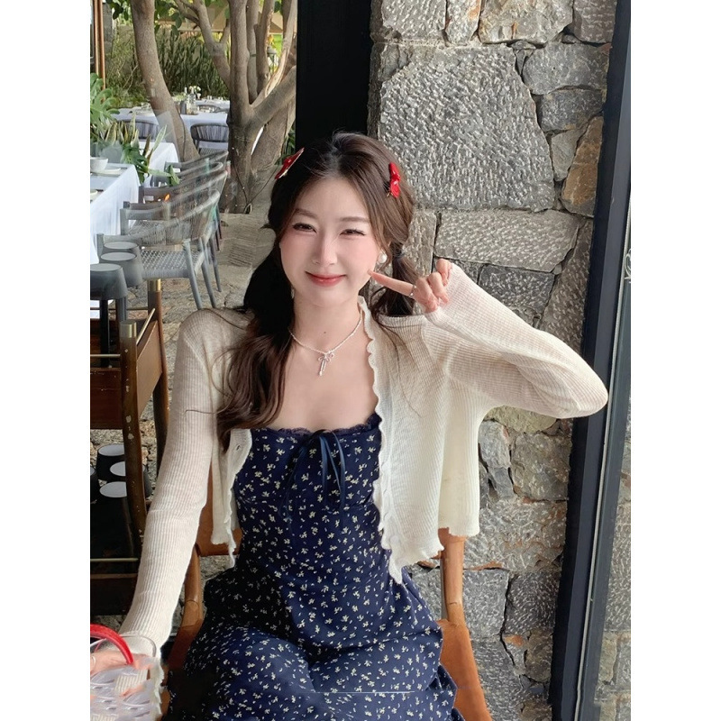 Sun Protection Cardigan Women's Thin 2025 New Style Suspender Outer Short Knitwear Jacket Super Nice Top