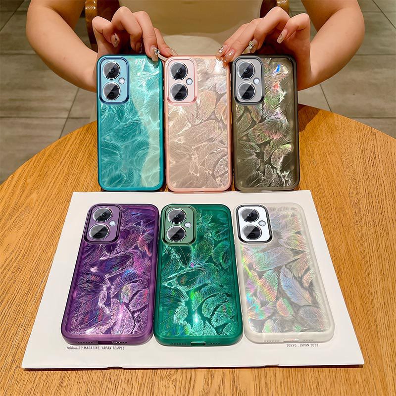 Applicable 1 ACE3 Phone Case ACE2PRO Laser Feather 1 NORDCE3LITE Lens All-inclusive Drop-resistant Case for Women Applicable 1 ACE3 Phone Case ACE2PRO Laser Feather 1 NORDCE3LITE Lens All-inclusive Drop-resistant Case for Women
