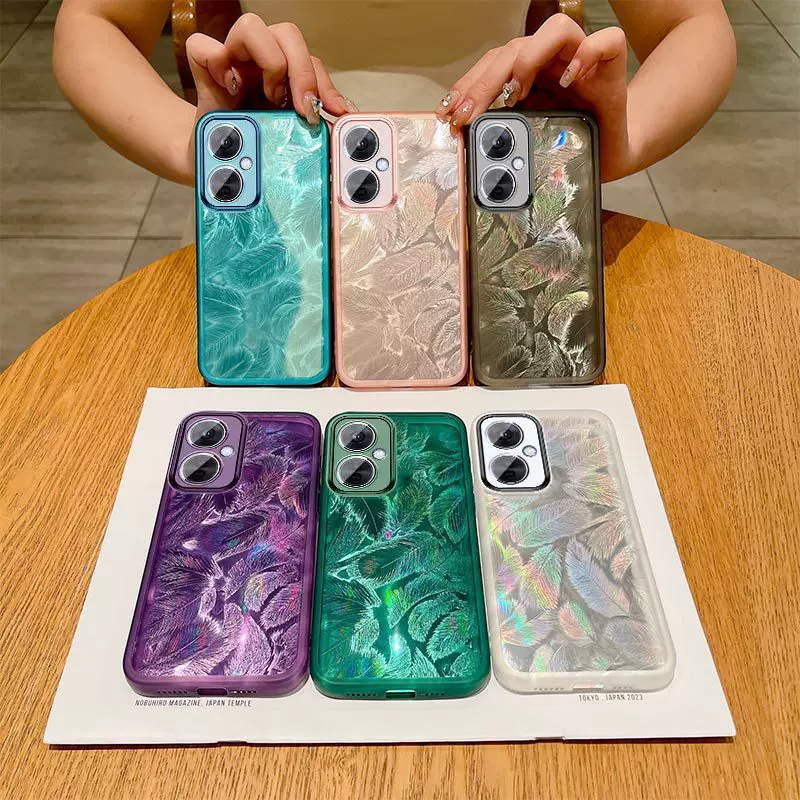 适用1+ACE3手机壳ACE2PRO镭射羽毛1+NORDCE3LITE镜头全包防摔壳女