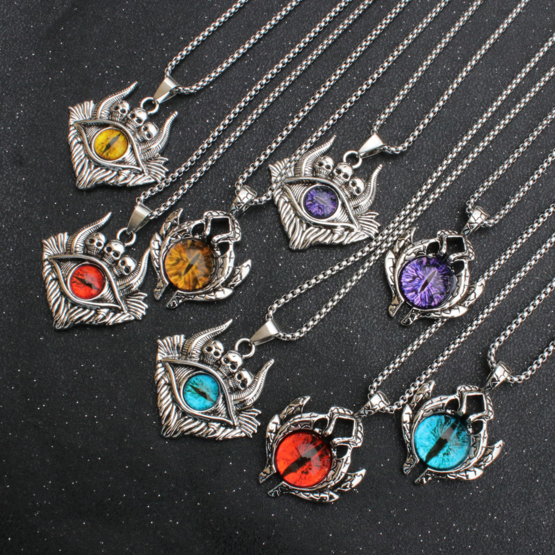 Fashion Devil's Eye Stainless Steel Stoving Varnish Pendant Necklace 1 Piece display picture 3