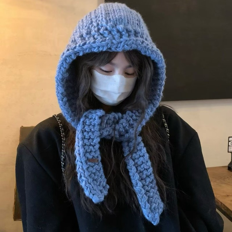 巴拉克拉法针织帽秋冬外出防寒保暖护耳韩系毛线帽子大头围显脸小|undefined