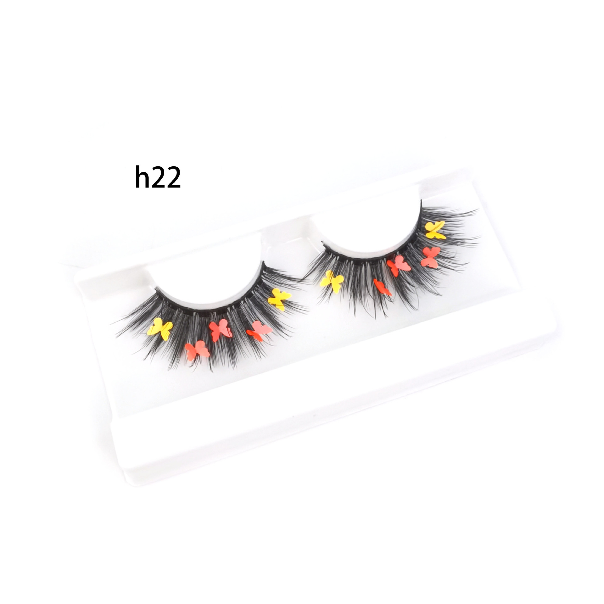 Festival de Navidad transfronterizo Venta caliente pestañas postizas color fluorescente mariposa diamante lentejuelas pestañas 3D maquillaje de escenario europeo y americano
