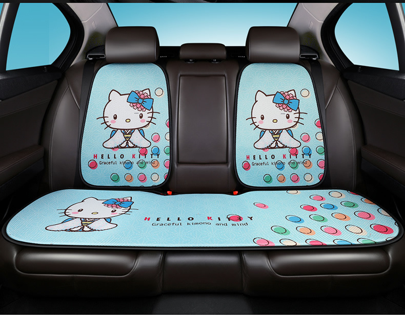 kitty cartoon car cushion single piece three-piece set goddess Four Seasons universal small waist summer car cushion Main driving
