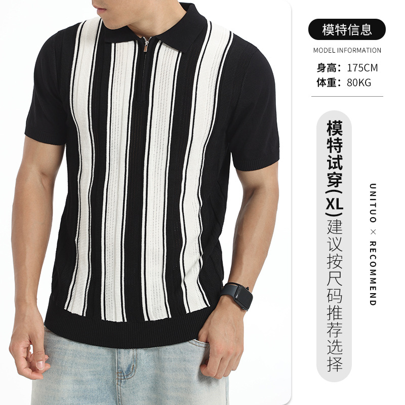 2026 verano hombre transfronterizo color de punto polo polo con collar de manga corta negocios europeos y estadounidenses de alta calidad ropa de hombre