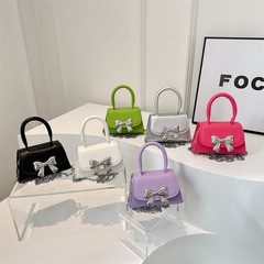 蝴蝶結手提迷你小方包包女2024新款時尚單肩包跨境外貿鏈條斜挎包