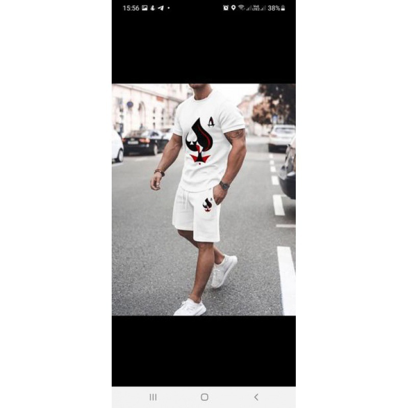 2023 verano transfronterizo camiseta 3D europea y americana manga corta pantalones cortos de dos piezas deportivos casuales para hombres