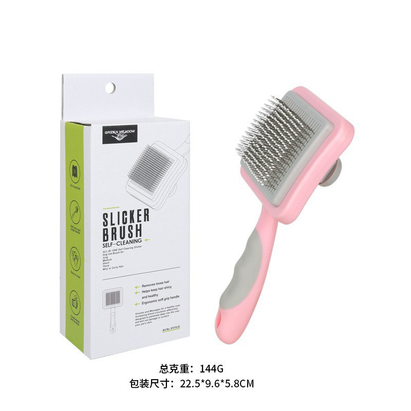 Peine para gatos para eliminar el pelo suelto, peine de agujas para gatos, peine con botón autolimpiante, peine para mascotas, peine para pelo de gato, especial para el cuidado de gatos.