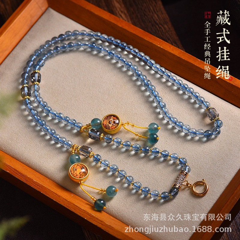 唐卡吊坠绳泰国佛牌链三挂珠链万能快拆扣蜜蜡水晶翡翠挂脖毛衣链
