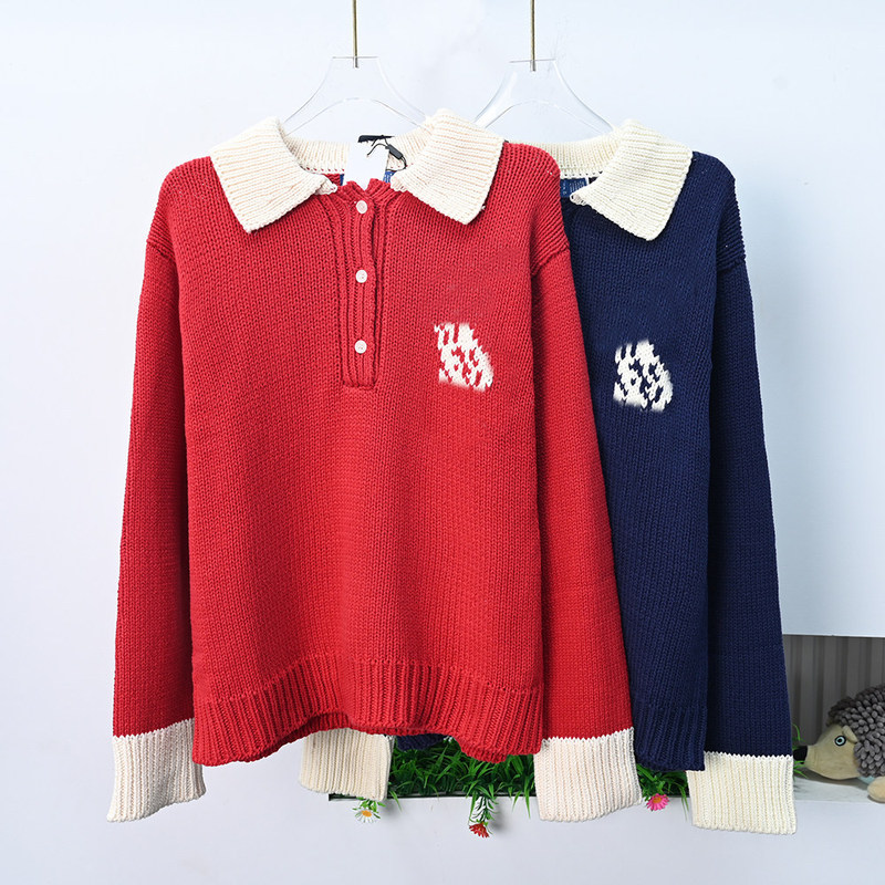 It's me, wearing women's clothing. 269/17 American single-thick, chunky knit, color-blocked polo-neck long-sleeve sweater, versatile for fall and winter