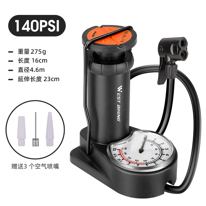 Напольный насос для велосипеда (без бренда) с манометром, 120–140 psi, для горных велосипедов и мячей
