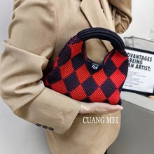 新款韩版网红针织包ins饺子包手机包针织手拿包女小众个性手拎包