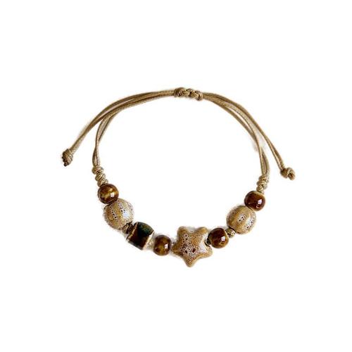 Jingdezhen Ceramic Braided Bracelet for Women - High-End, New Chinese Style, Literary and Artistic, Friend Pair, Forest System, Ancient Style Hand Rope Gift - One Piece